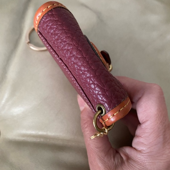 RARE Vintage Dooney & Bourke Key Caddy Coin Mini Bag Charm AWL Leather Rouge - Picture 7 of 15